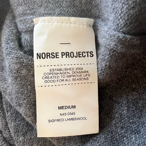 Norse Projects Sigfred Lambswool Crew Sweater Grey Medium - Picture 12 of 12